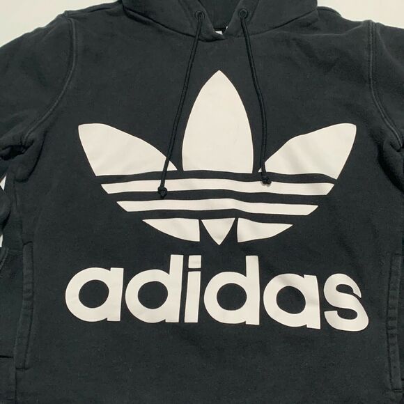 Adidas Golf Pullover Hoodie Sweatshirt XS Womens Black Kangaroo Pockets Big Logo - Picture 3 of 10